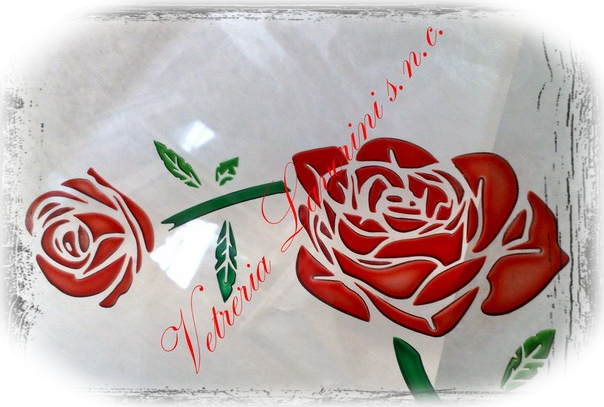 Vetro Colorato Rose sabbiate, scavate e colorate
